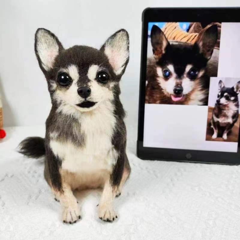 客製化逼真犬羊毛氈寵物娃娃定製複刻狗狗猫咪毛小孩公仔 - 貓/狗玩具 - 羊毛 多色