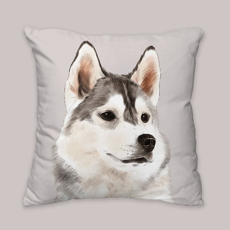 [私はいつもあなたを愛します]古典的なShiqi犬の動物の枕/枕/クッション - 枕・クッション - コットン・麻 グレー
