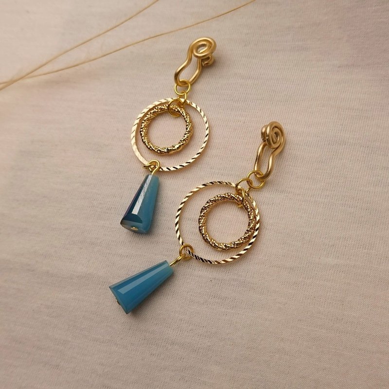 雨後的天空 無痛耳夾 / sky blue - 耳環/耳夾/耳骨夾 - 其他金屬 