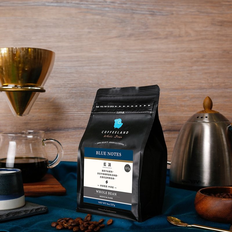 COFFEELAND | 藍調 - 咖啡豆獨家風味(中深焙)(半磅227公克/包) - 咖啡/咖啡豆 - 新鮮食材 藍色
