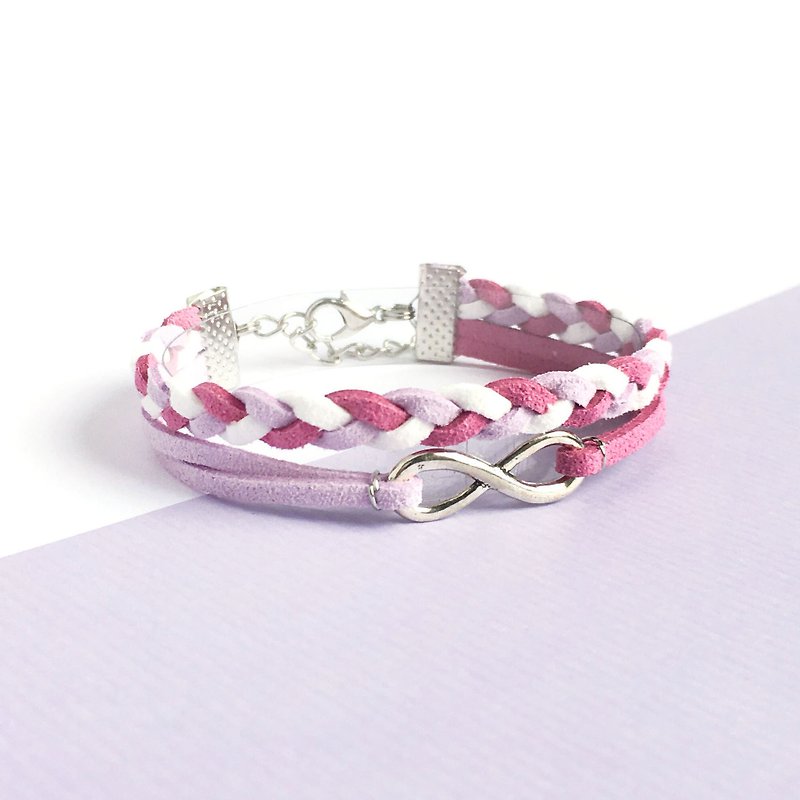 Handmade Double Braided Infinity Bracelets–purple - Bracelets - Other Materials Purple