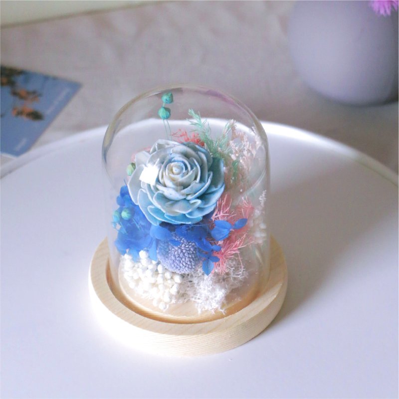 [Eternal flower glass cup. Mermaid Color】Valentine's Day. opening. Home decorations I can be picked up by yourself - ช่อดอกไม้แห้ง - พืช/ดอกไม้ สึชมพู