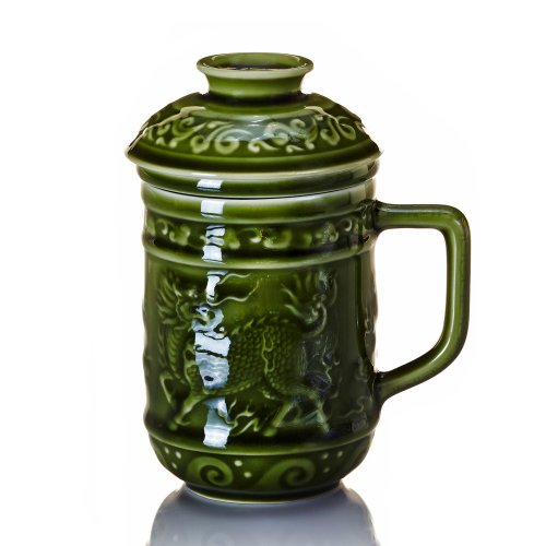 乾唐軒ACERA活瓷-新生活心感動 麒麟獻瑞三件杯 / 附茶漏 / 綠釉 380ml