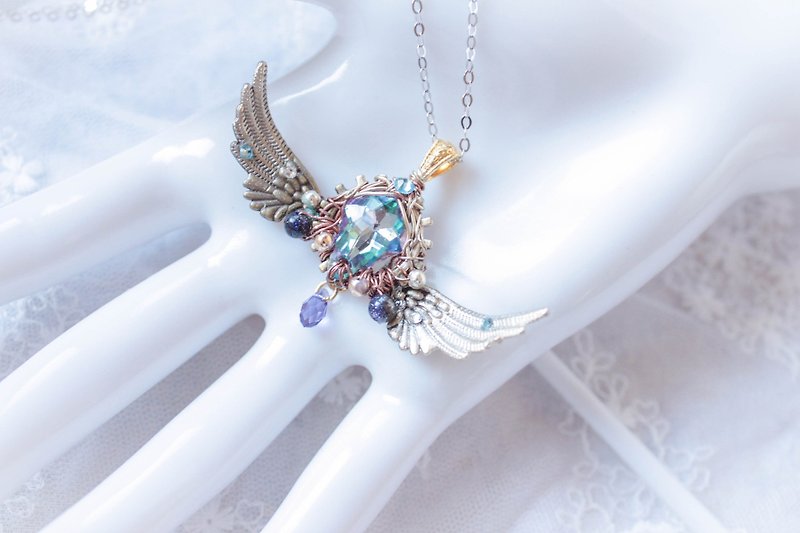 *Miraus Story*Angel Tribute Crystal Necklace Limited Edition - Necklaces - Other Metals Blue
