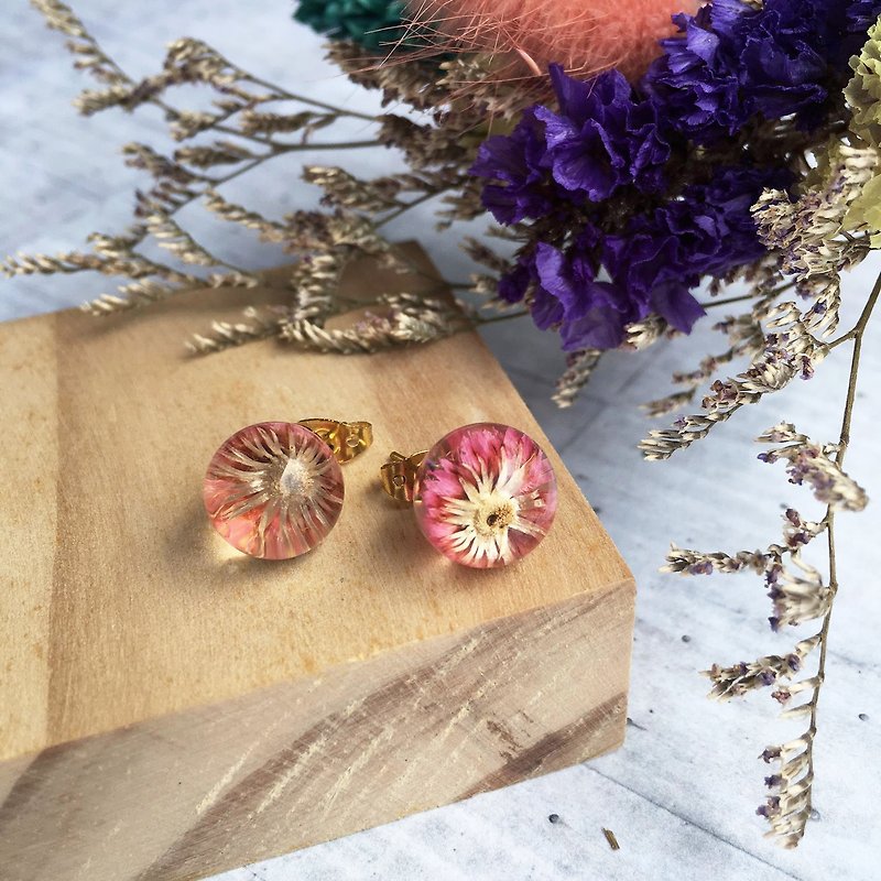 "Wanna-be" Dropped Dry Flower Earrings ~ Wenqing Sensual Jewelry Strap Earrings Handmade Natural Textures Dried Flowers Plants Valentine's Day Birthday Christmas Gifts - Earrings & Clip-ons - Plants & Flowers Multicolor