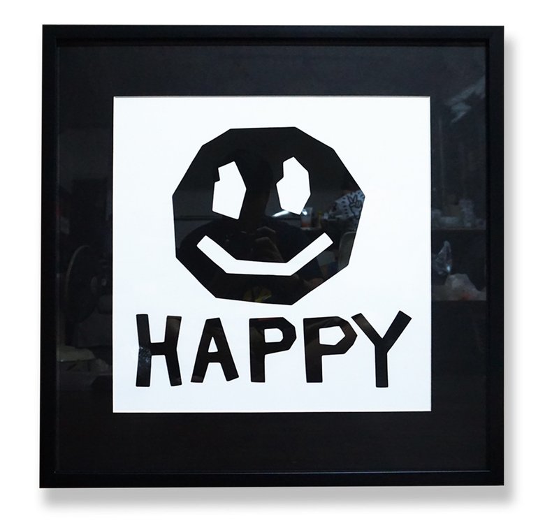 SMILYFACE smiley face print (without frame) - 壁貼/牆壁裝飾 - 紙 白色