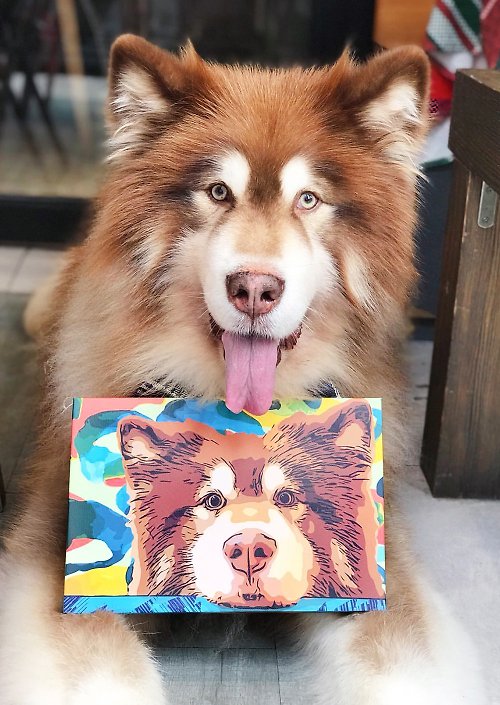 Drawme Wow 長28x19cm 客製化 寵物畫 設計 狗 人像 無框畫 pop art 禮物