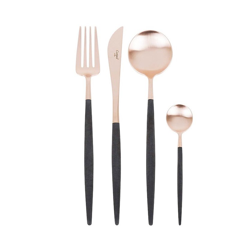 GOA ROSE GOLD 4 PIECES SET (TABLE KNIFE/FORK/SPOON + COFFEE SPOON) - Cutlery & Flatware - Stainless Steel Black