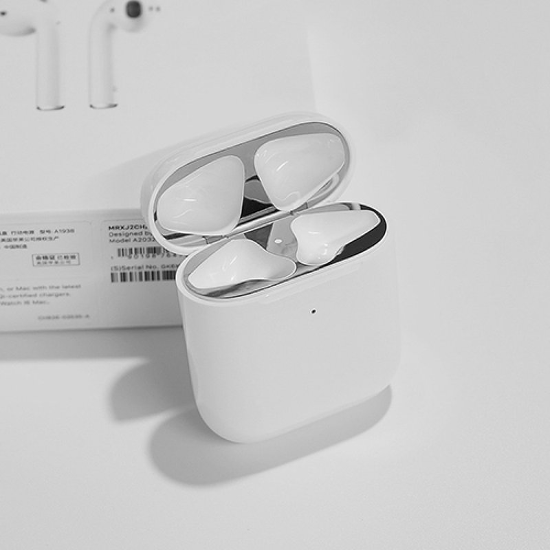 AirPods 1&2代專用 抗汙防塵貼 (鎳金材質) 2組入 - 科技小物 - 其他金屬 銀色