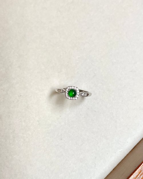 凝翠 Ning Jewelry／翡翠輕珠寶 冰玻公主方陽綠翡翠(玉)戒指 s925純銀鍍18k金