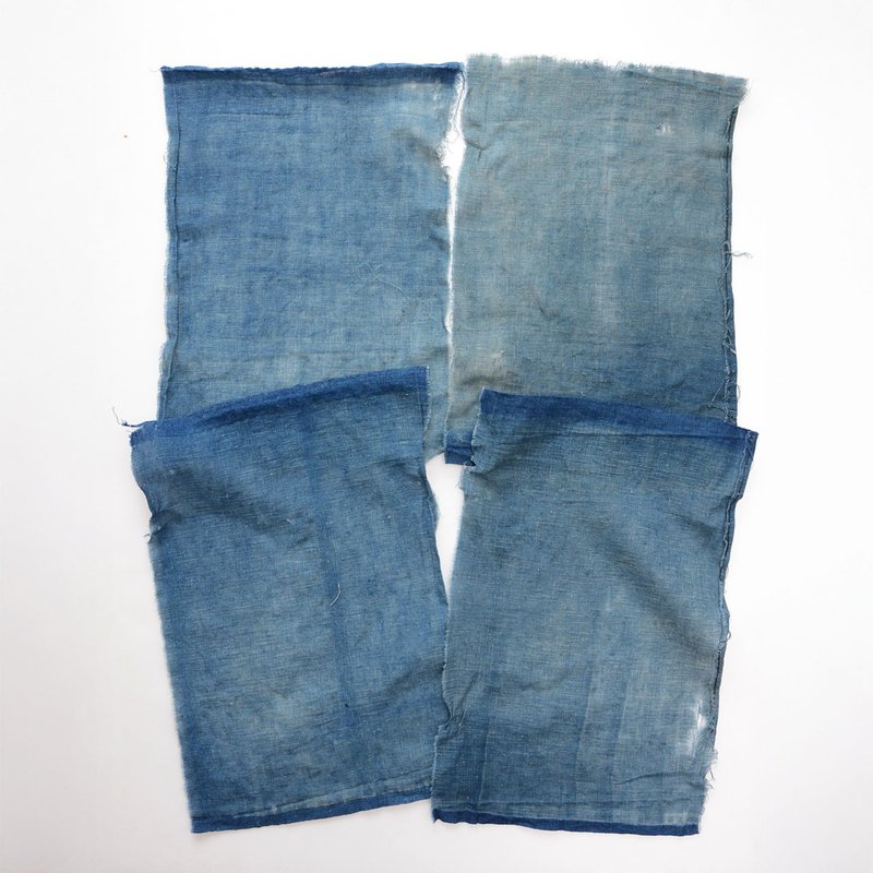 藍染古布セット 木綿 22×32cm程度 4枚組 ジャパンヴィンテージ 手しごと素材 リメイク 刺し子に - 編織/刺繡/羊毛氈/縫紉 - 棉．麻 藍色
