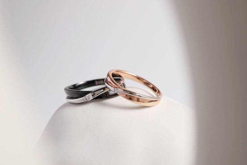 [Customized Gift] Eternal rendezvous. White steel rings for couples - แหวนคู่ - สแตนเลส สีเงิน