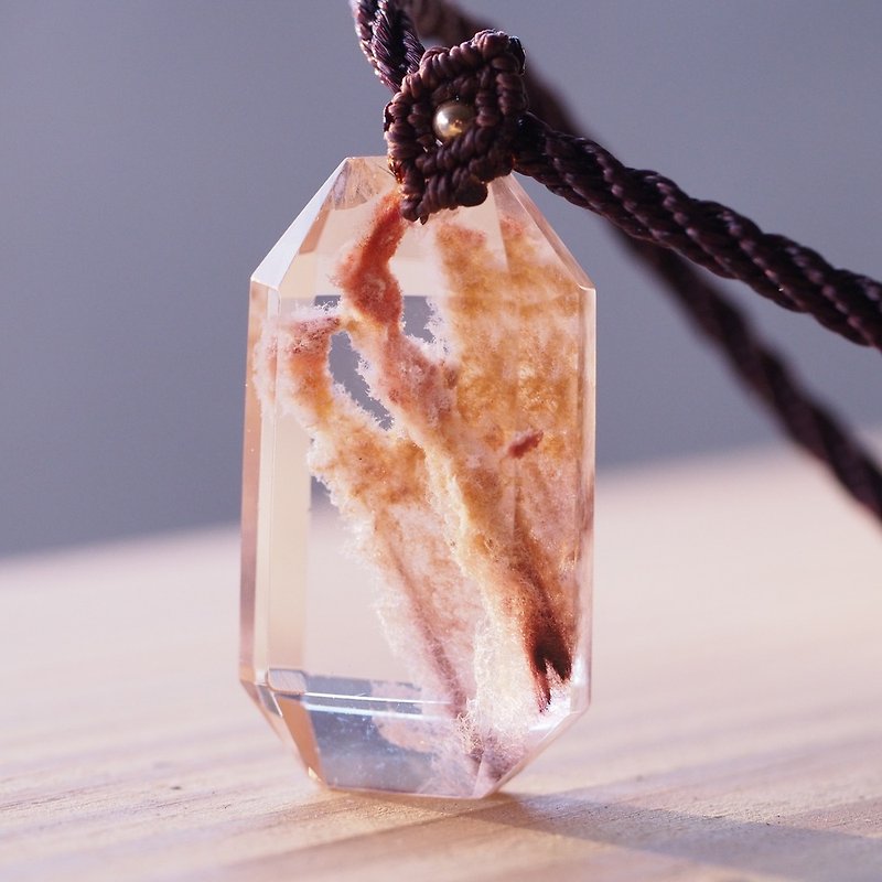 Super Beautiful Natural Garden Crystal Garden quartz Silk Macrame Necklace - Necklaces - Gemstone Multicolor