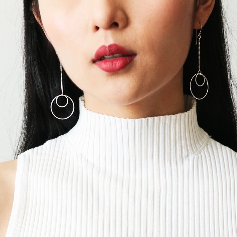 EARRINGS hi-headman (925 silver+whitegold plated) - 耳環/耳夾/耳骨夾 - 純銀 銀色