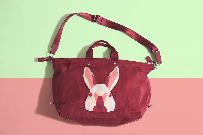 Khieng Atelier Diamond Rabbit Diamond Rabbit Casual Bag - Maple Leaf Red - กระเป๋าแมสเซนเจอร์ - ไนลอน สีแดง