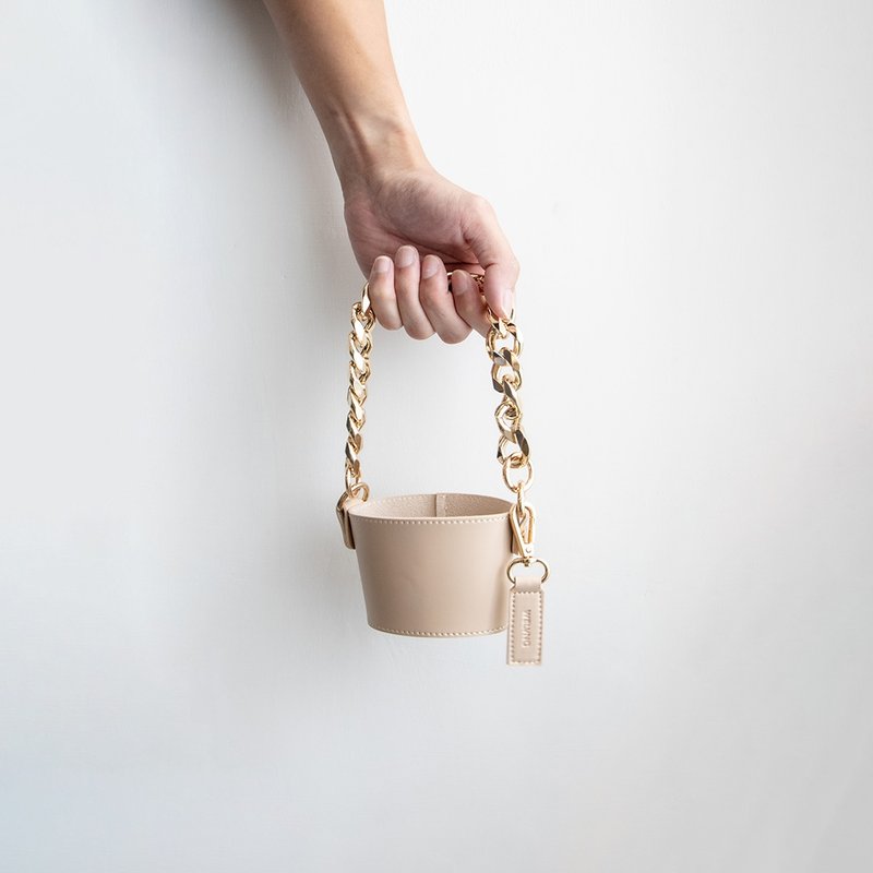 THE CUP HOLDER 奶茶色手提杯套 古巴金鍊款 - 其他 - 人造皮革 卡其色