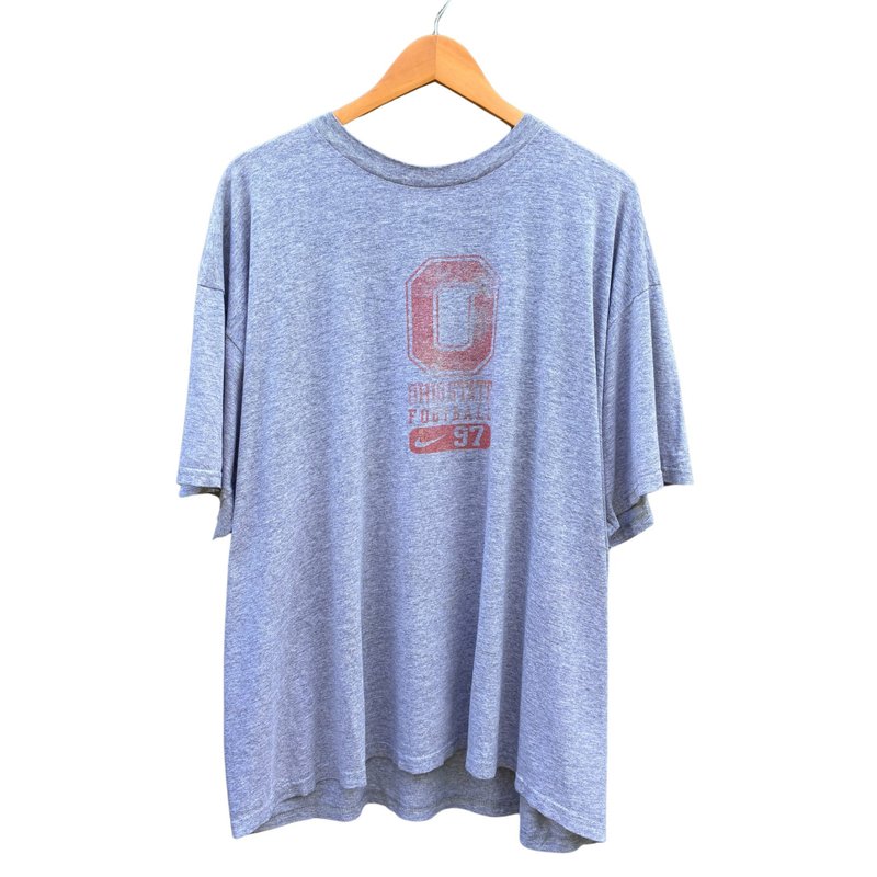 Vintage 90s Ohio State Football Nike NCAA Team Logo USA MADE T Shirt - 男 T 恤 - 棉．麻 灰色