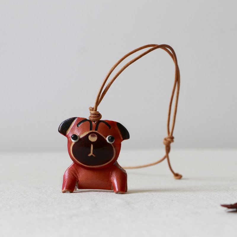 Dog Nume Leather Charm - พวงกุญแจ - หนังแท้ สีส้ม