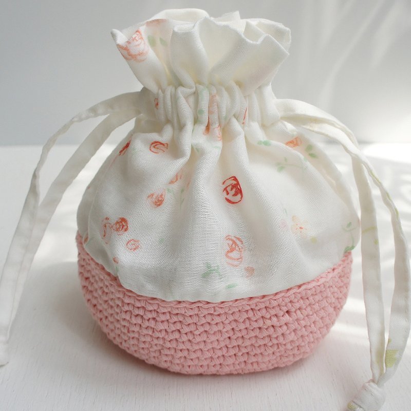 Ba-ba handmade mini drawstring bag  No.K4 - 化妝包/收納袋 - 其他材質 粉紅色