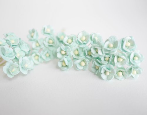 makemefrompaper paper flower, supplies, 50 pcs. Canadian anemone, size 1.5 cm., mint color