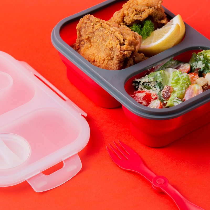 Red Apple Silicone Lunch Box - Lunch Boxes - Silicone Red