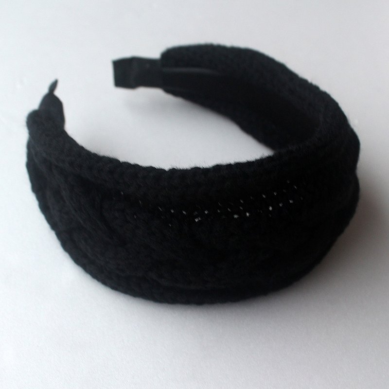 Black Knitted Headband,Knitting Headband,No SLIP / NO headache / No hard - Headbands - Wool Black