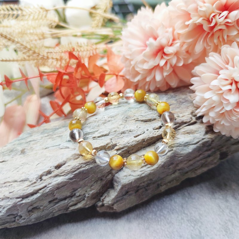 Golden Age - Golden Tiger Eye. Yellow Asai. Titanium Crystal. White Crystal - Energy Crystal Bracelet - Bracelets - Crystal Yellow