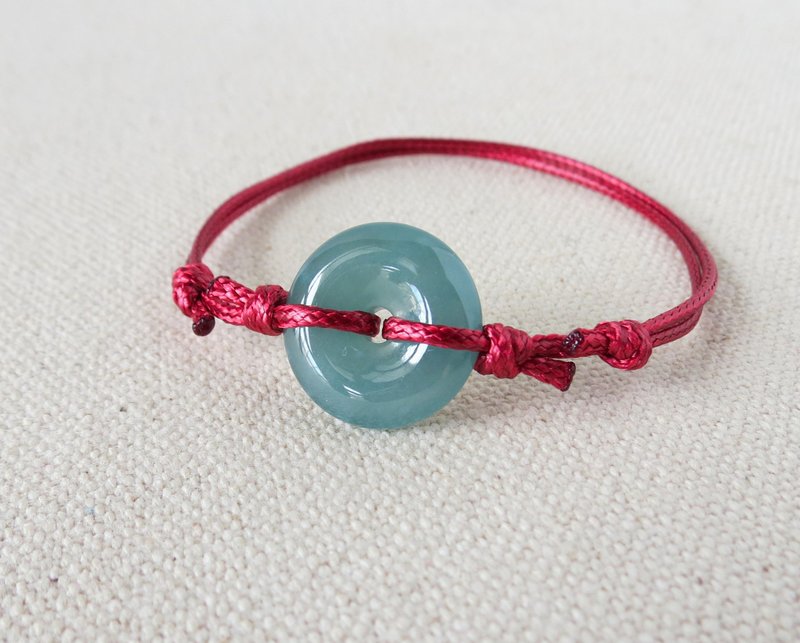 [Peace and good luck] Ping An Jade Korean Wax Thread Bracelet*AA05*Lucky and safe - สร้อยข้อมือ - เครื่องเพชรพลอย หลากหลายสี