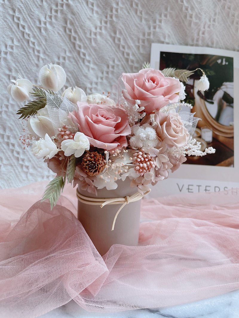 Opening flower ceremony immortal flower potted plant opening ceremony dry flower dry flower table flower immortal potted plant - Dried Flowers & Bouquets - Pottery Pink