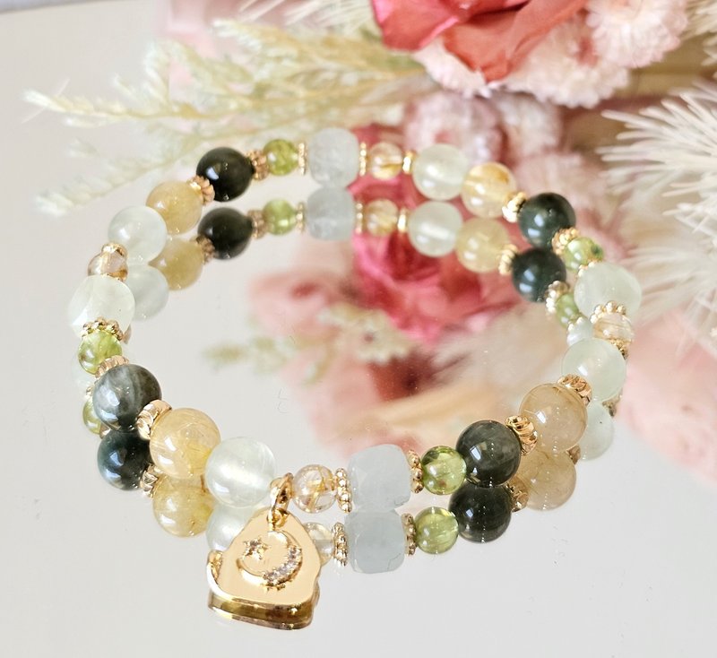 Elf- Stone/ Stone/titanium crystal/green hair crystal/abundance/good luck/lucky/good luck - สร้อยข้อมือ - คริสตัล หลากหลายสี