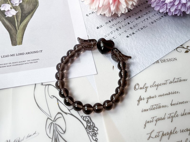 [Wings of Love] Stone Obsidian Design Bracelet - Bracelets - Crystal Black