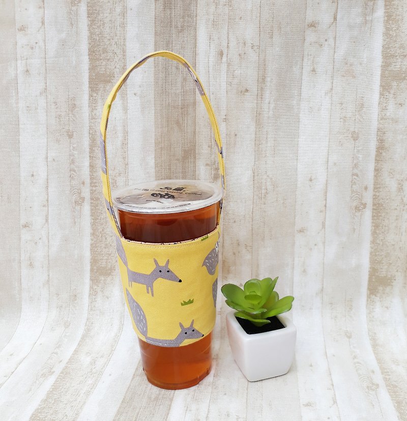 【飲料提袋】狐狸 - 杯袋/飲料提袋 - 棉．麻 黃色
