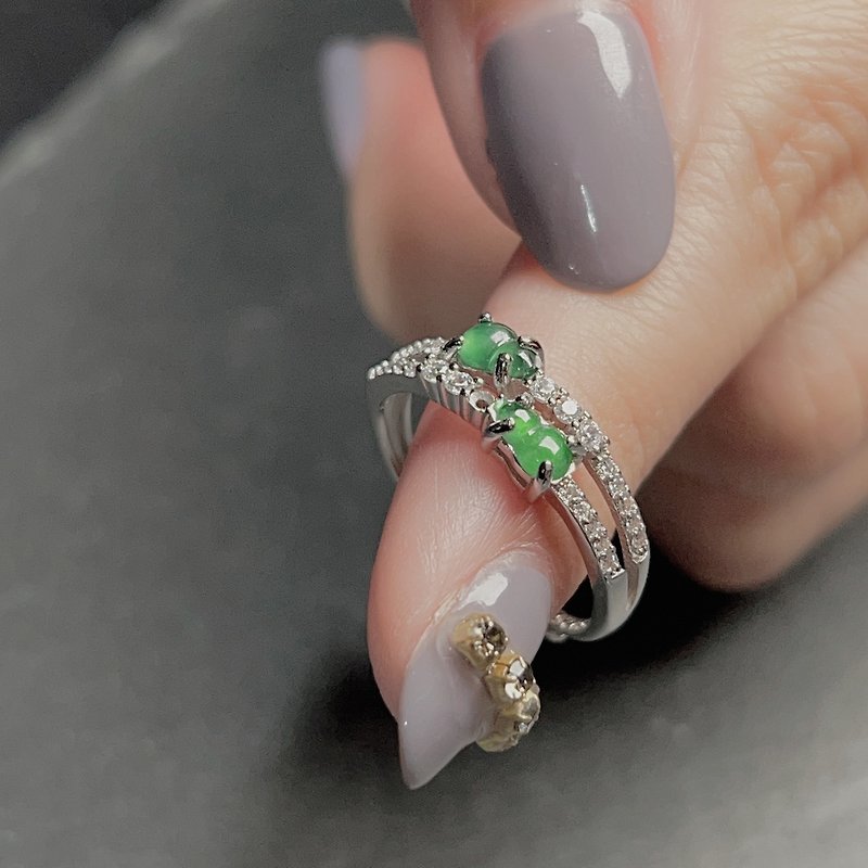 [Fulu] Ice Green Jade Gourd Ring 925 Sterling Silver | Natural A Jade | Gift - แหวนทั่วไป - หยก สีเขียว