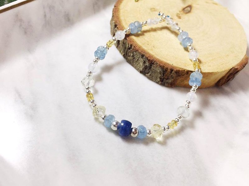 MH sterling silver natural stone custom series _ shiny summer end _ Hailanbao - Bracelets - Crystal Blue