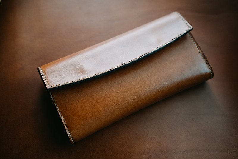 Italy Buttero Leather Long Wallet / Handmade - กระเป๋าสตางค์ - หนังแท้ สีนำ้ตาล