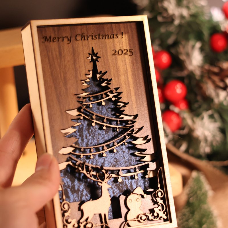 Christmas Card 2025/木製立體卡片/聖誕卡片/賀卡 - 卡片/明信片 - 木頭 咖啡色