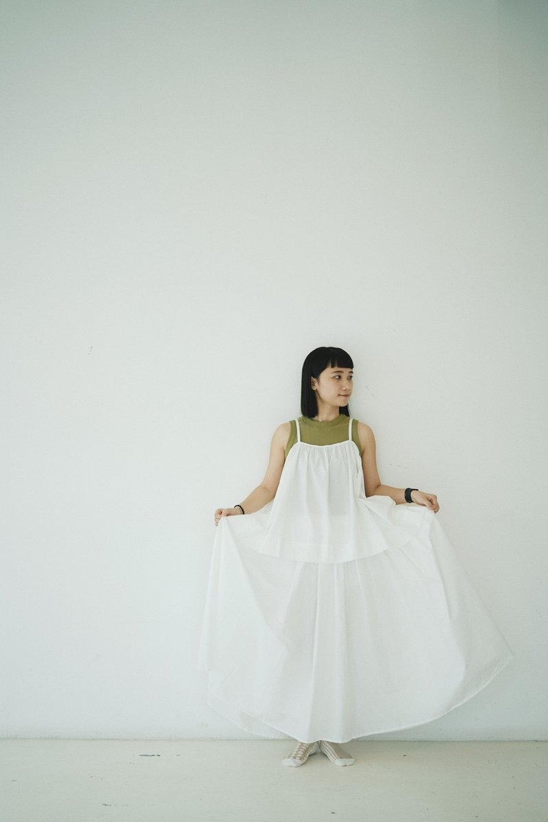 Basic umbrella skirt-white - Skirts - Cotton & Hemp White