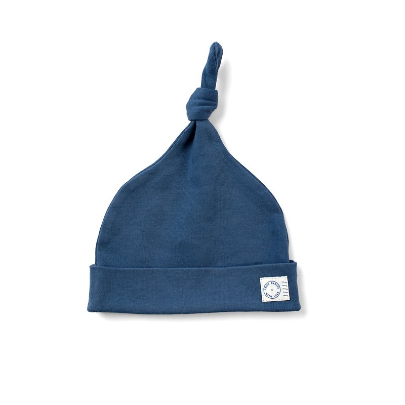 ネイビーの小さな青い帽子。オーガニックコットン100％。ハットイギリス王室セレクション - スタイ - コットン・麻 ブルー