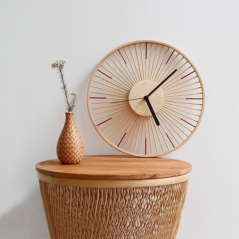 【竹時掛鐘】竹木制掛鐘  簡約靜音 創意個性 裝飾鐘表 - 擺飾/家飾品 - 木頭 多色