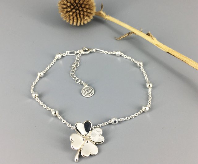 Lucky Silver Or Gold Four Leaf Clover Necklace By Hersey Silversmiths