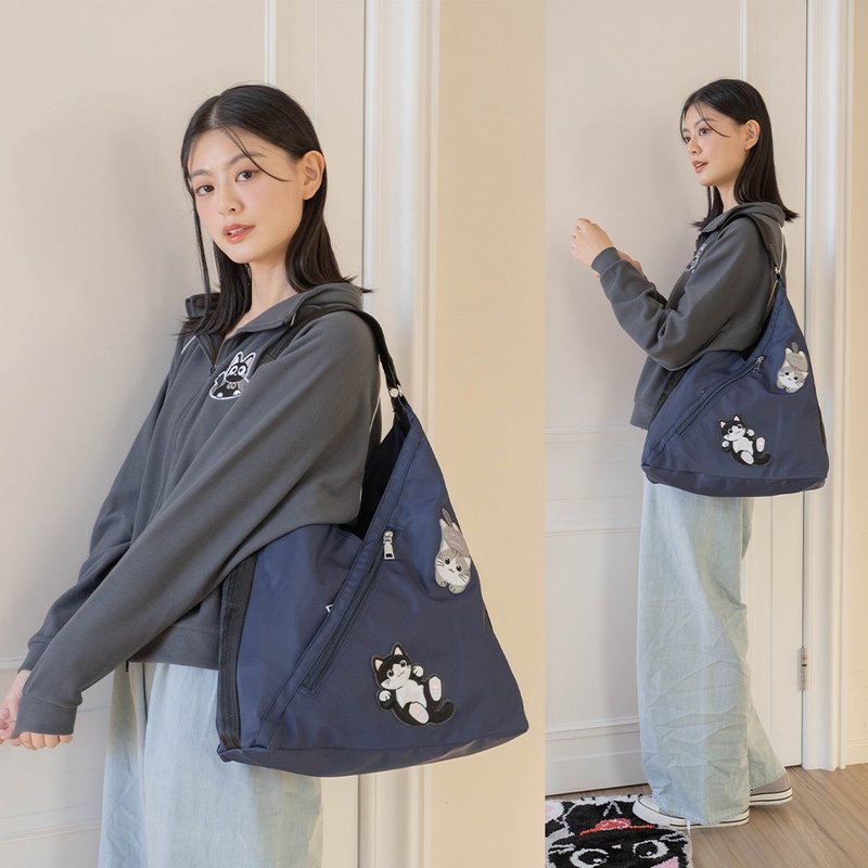 飯糰包 小灰貓 賓士貓 手提 肩背包【33009601】 - 側背包/斜背包 - 棉．麻 藍色
