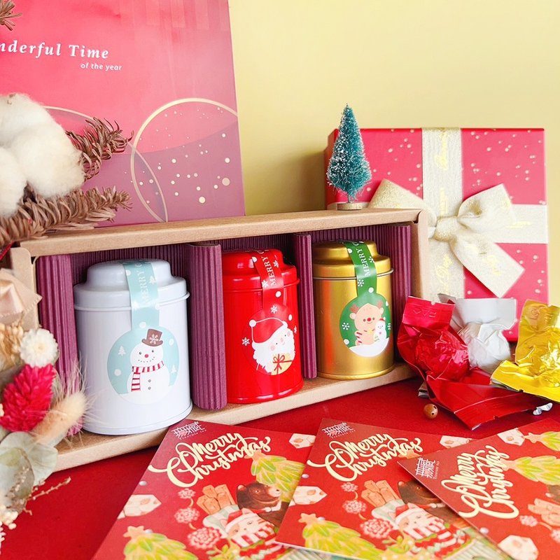 C1-1 [Christmas gift] 1 piece of flowering tea in 3 gift boxes [Santa Claus/Snowman/Reindeer/Snow Baby] - ชา - อาหารสด หลากหลายสี