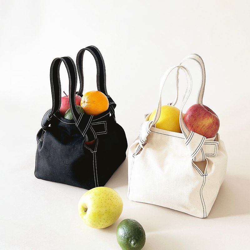 Petite size denim square tote bag - Handbags & Totes - Cotton & Hemp Blue