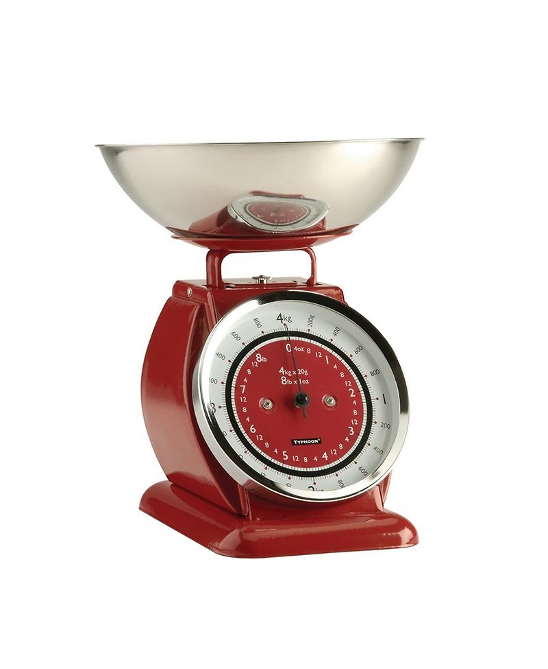 British Rayware Industrial Style Retro Bella Arc Shape 4kg Kitchen Mechanical Scale (Red) - Other - Other Metals Red
