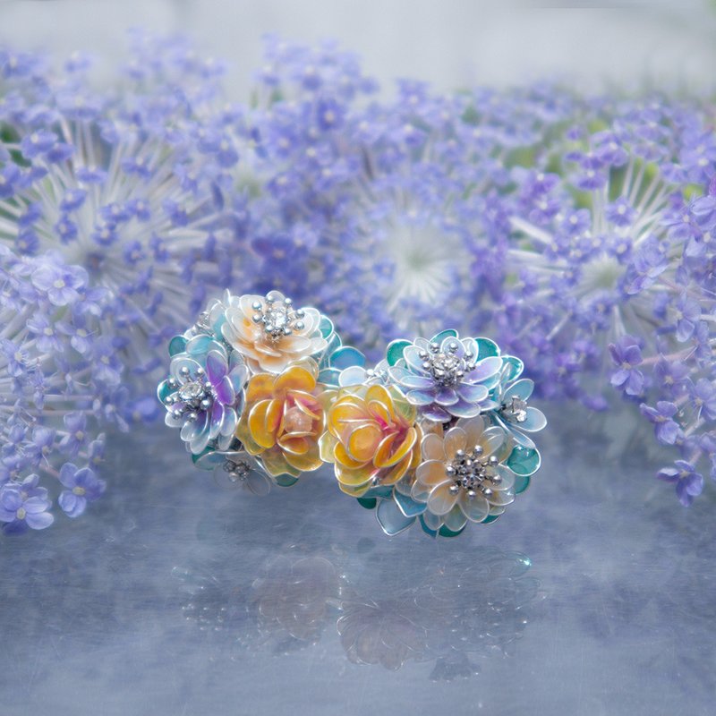 春爛漫の花畑耳飾り数量限定.  黄色 - 耳環/耳夾/耳骨夾 - 水晶 黃色