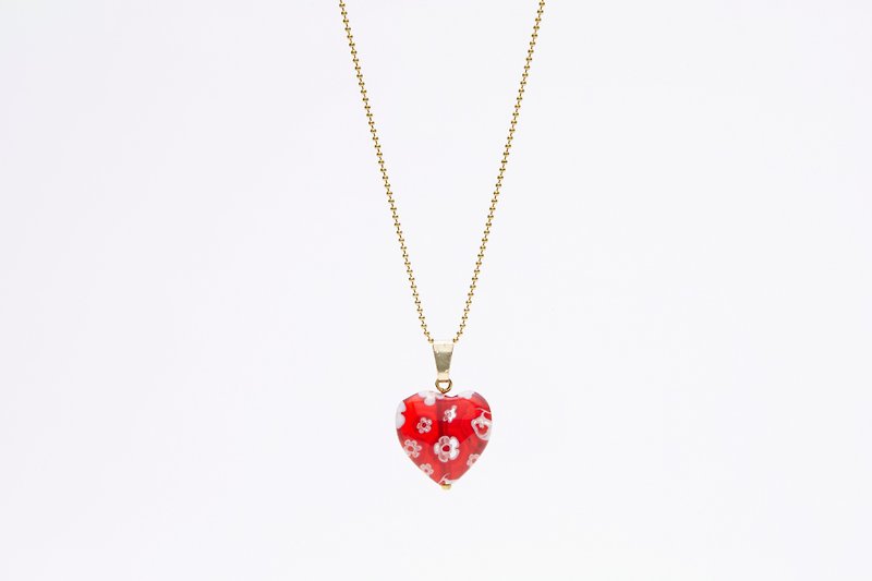Glass Heart Necklace – Cranberry - Necklaces - Colored Glass Transparent