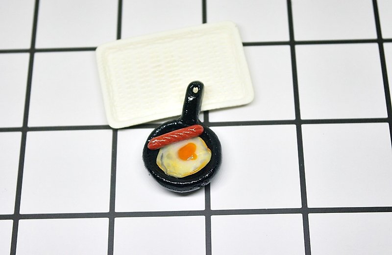 ➽黏土系列-荷包蛋早餐-➪磁鐵系列 #冰箱磁鐵# #黑板磁鐵# #Fake Food# #文具# - 磁鐵 - 黏土 黑色