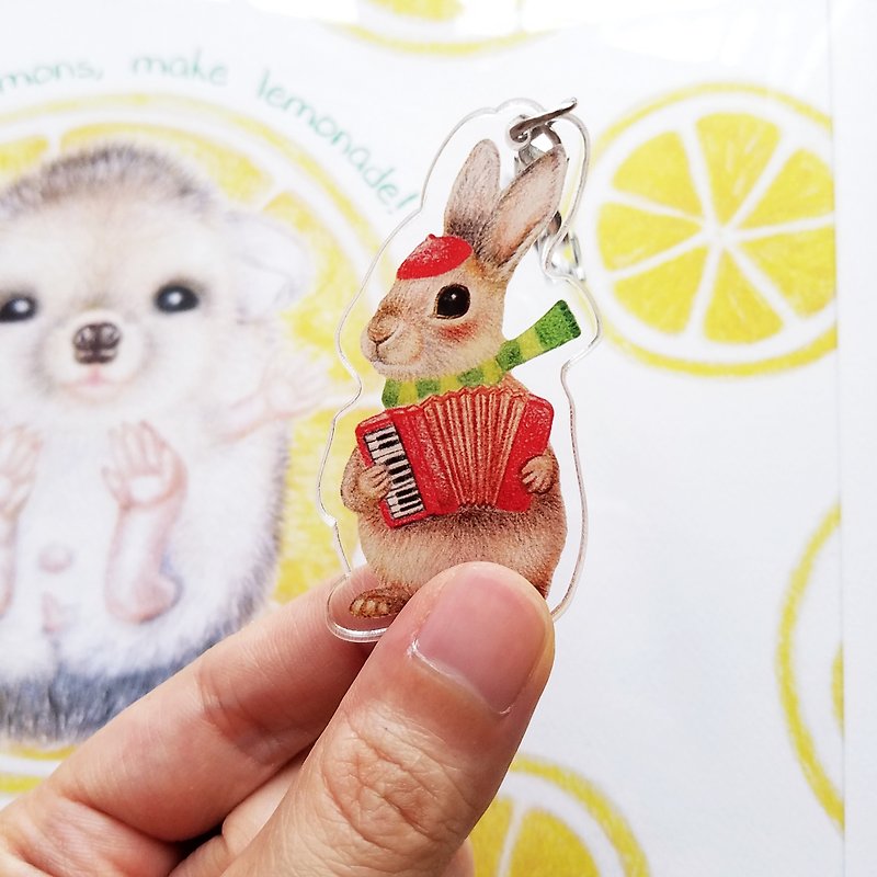 鑰匙圈- 手風琴小兔 - 鑰匙圈/鑰匙包 - 塑膠 多色