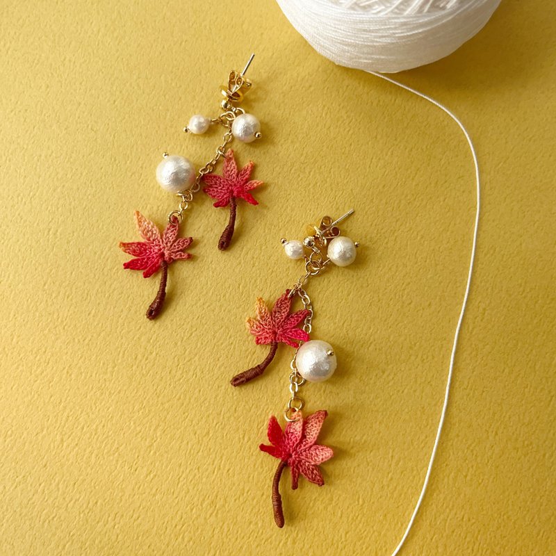 *My Fancy Handmade*crochet earring - Earrings & Clip-ons - Thread Red