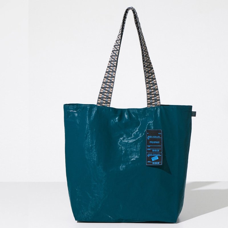 Miyansol韓國皺皺托特包(長背帶)-海鹽星空派 防水輕量通勤款 - 側背包/斜背包 - 紙 藍色